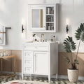 30'' Bathroom Vanity With Top Sink, Modern Bathroom Storage Cabinet With 2 Drawers And A Tip Out Drawer, Freestanding Vanity Set With Mirror Cabinet, Single Sink Bathroom Vanity White Bathroom Solid
