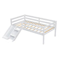 Twin Low Loft Bed With Slide, Ladder, Safety Guardrails, No Box Spring Needed,White Twin White American Design Pine