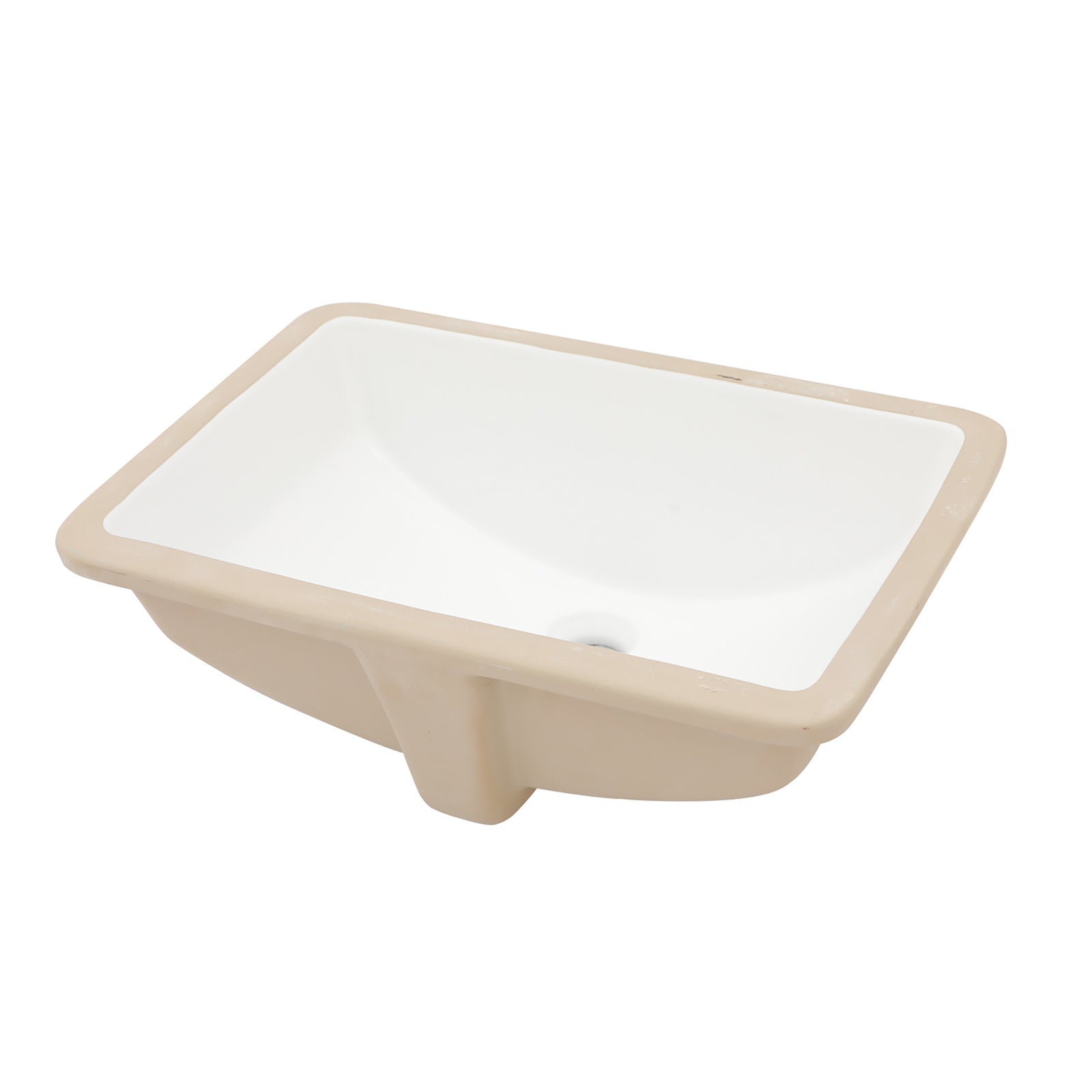 19.7"X14" White Ceramic Rectangular Undermount Bathroom Sink With Overflow White Ceramic