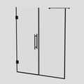 58 58 2 1In. W X 71 In. H Semi Frameless Double Hinges Shower Door In Matte Black,Tempered Glass,Reversible Installation Black Glass