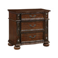 Classic Traditional Nightstand Of 3 Drawers Cherry Finish Carving Wooden Bedroom Furniture 1Pc Cherry 3 Drawers Bedroom Drawer Storage American Traditional,Traditional Wood