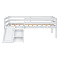 Twin Low Loft Bed With Slide, Ladder, Safety Guardrails, No Box Spring Needed,White Twin White American Design Pine