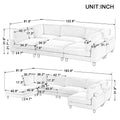 163''Modular Sectional Sofa,With Ottoman L Shaped Corner Sectional For Living Room,Office, Apartment 6 Seater Beige Polyester 6 Seat