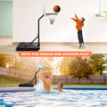 Portable Poolside Basketball Hoop Swimming Pool 3.1Ft To 4.7Ft Height Adjustable Basketball System Goal Stand For Kids White Black Steel