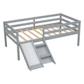 Twin Low Loft Bed With Slide, Ladder, Safety Guardrails, No Box Spring Needed,Grey Twin Grey American Design Pine