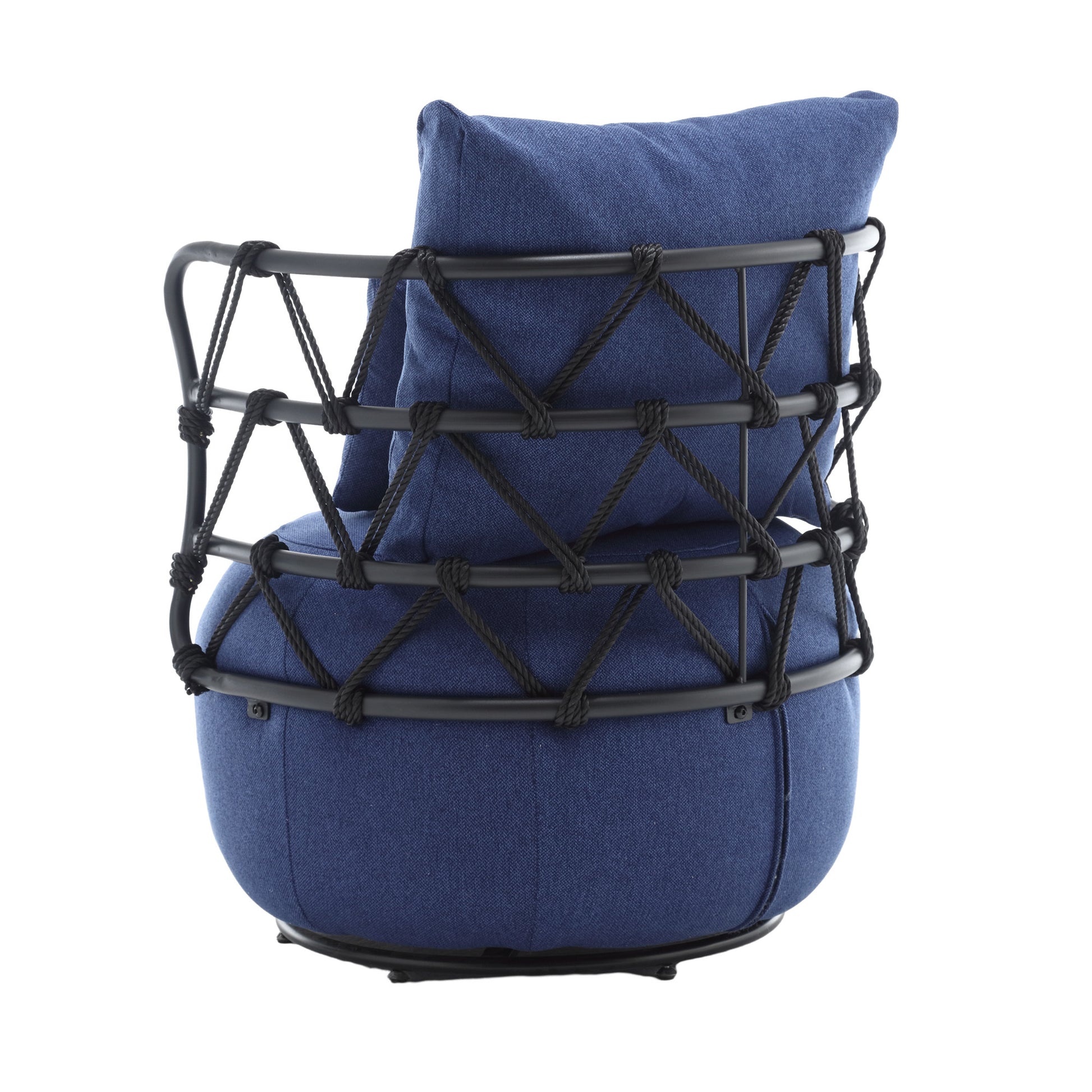 Coolmore Upholstered Tufted Living Room Chair Textured Linen Fabric Accent Chair With Metal Stand Navy Linen