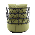 Coolmore Upholstered Tufted Living Room Chair Textured Linen Fabric Accent Chair With Metal Stand Olive Linen