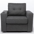 Modern Swivel Accent Sofa Chair, Ergonomic Casual 90 Degree Swivel Single Sofa Seat With Drink Holder Living Room Chair ,Soft Egyptian Velvet Sofa Chair Grey Brown Wood Primary Living Space Delicate Duty Pine 1 Seat Grey Linen Soft Cushion Back Art
