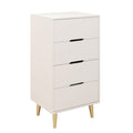 4 Drawer Dresser, Drawer Chest, Tall Storage Dresser Cabinet Organizer Unit With Metal Legs For Bedroom, Living Room, Closet White 4 Drawer White Gold Mdf Metal