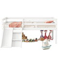 Twin Low Loft Bed With Slide, Ladder, Safety Guardrails, No Box Spring Needed,White Twin White American Design Pine