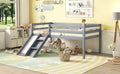 Twin Low Loft Bed With Slide, Ladder, Safety Guardrails, No Box Spring Needed,Grey Twin Grey American Design Pine