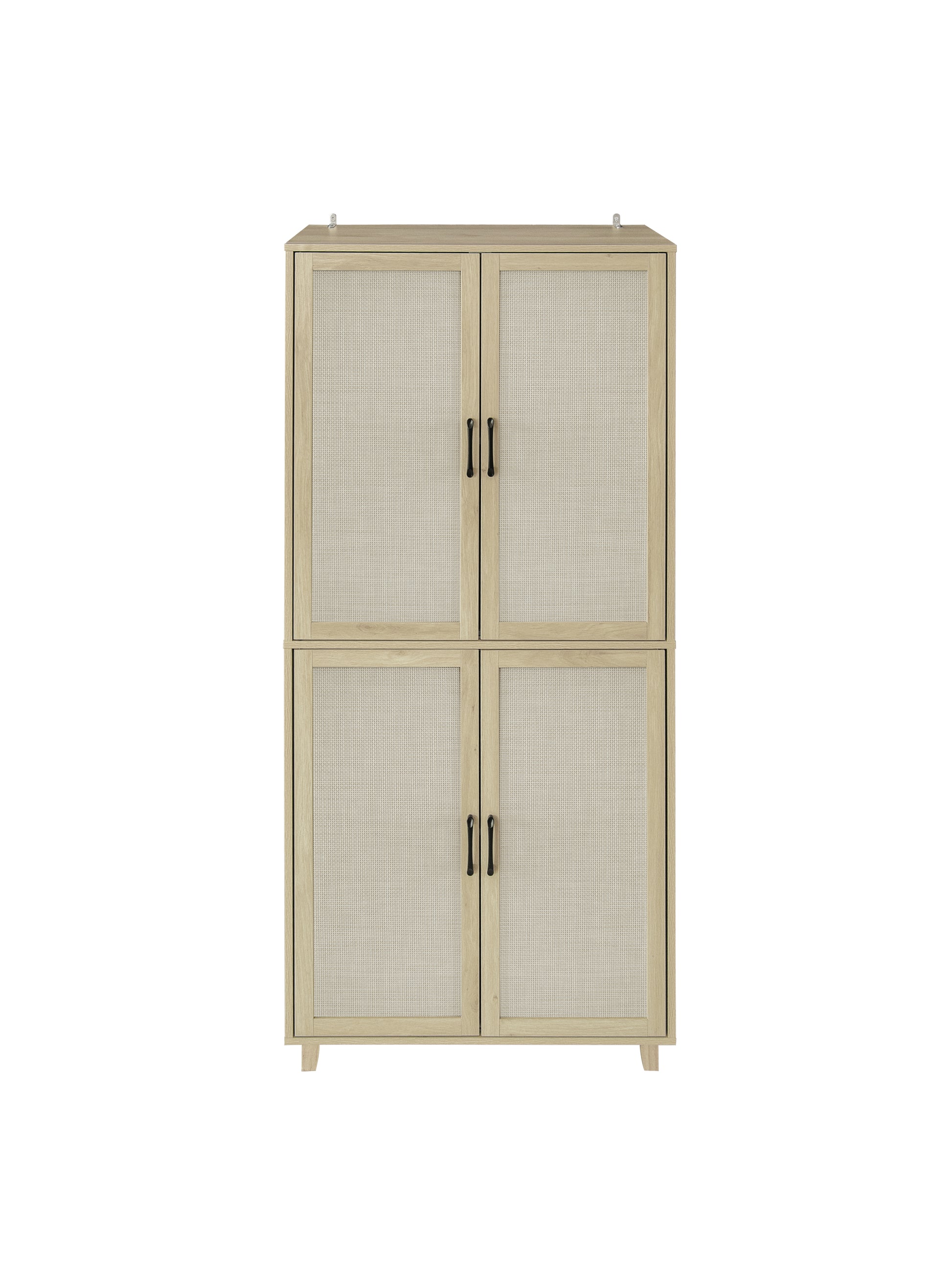 4 Door Cabinet, With 4 Adjustable Inner Shelves, Storage Cabinet Natural Mdf