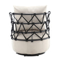Coolmore Upholstered Tufted Living Room Chair Textured Linen Fabric Accent Chair With Metal Stand Beige Linen