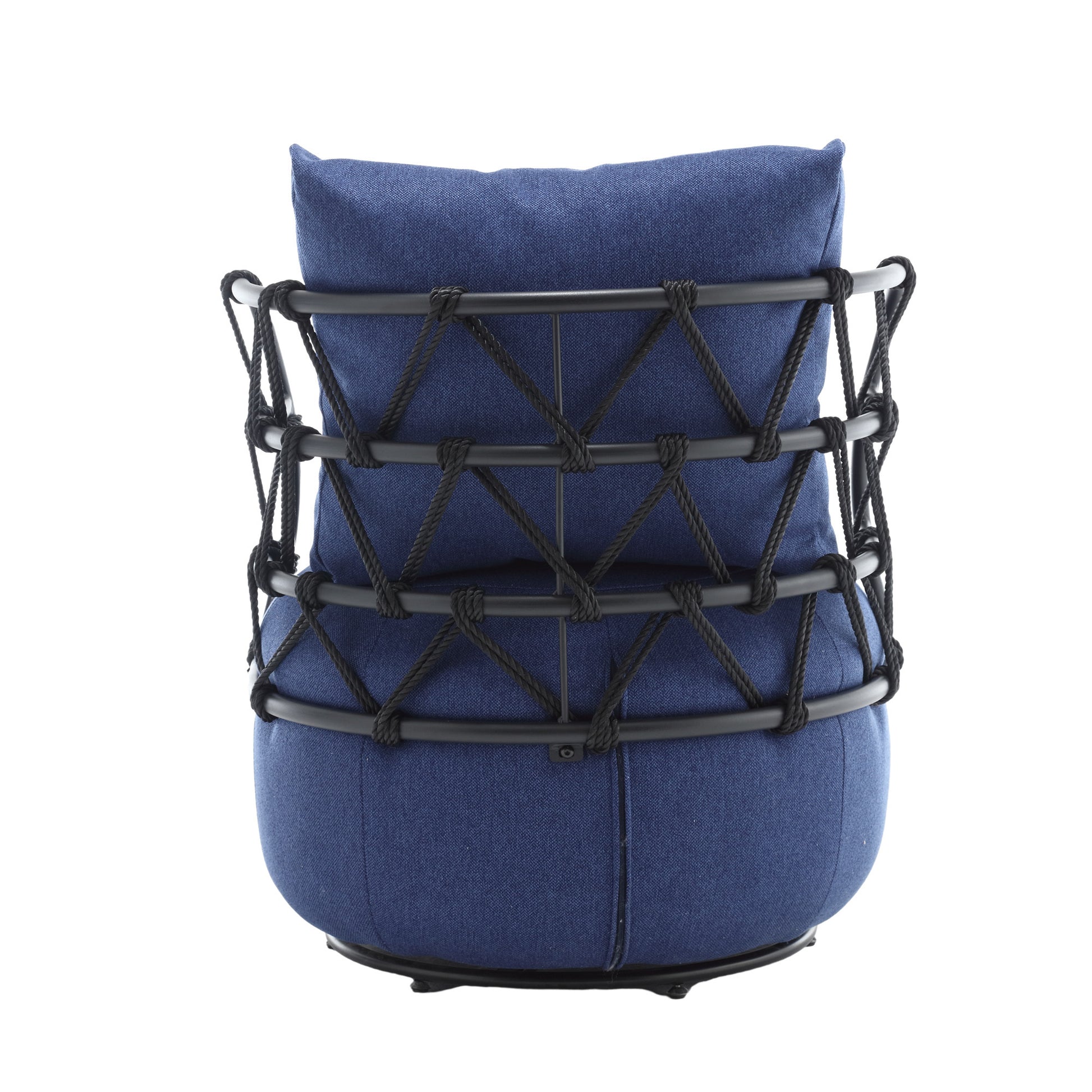 Coolmore Upholstered Tufted Living Room Chair Textured Linen Fabric Accent Chair With Metal Stand Navy Linen