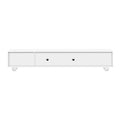 Modern Tv Stand For Tvs Up To 80 Inches, Entertainment Center With Glass Door, 2 Drawers And Cabinets, Wood Tv Storage Cabinet With Solid Wood Legs And Metal Handles For Living Room White Mdf
