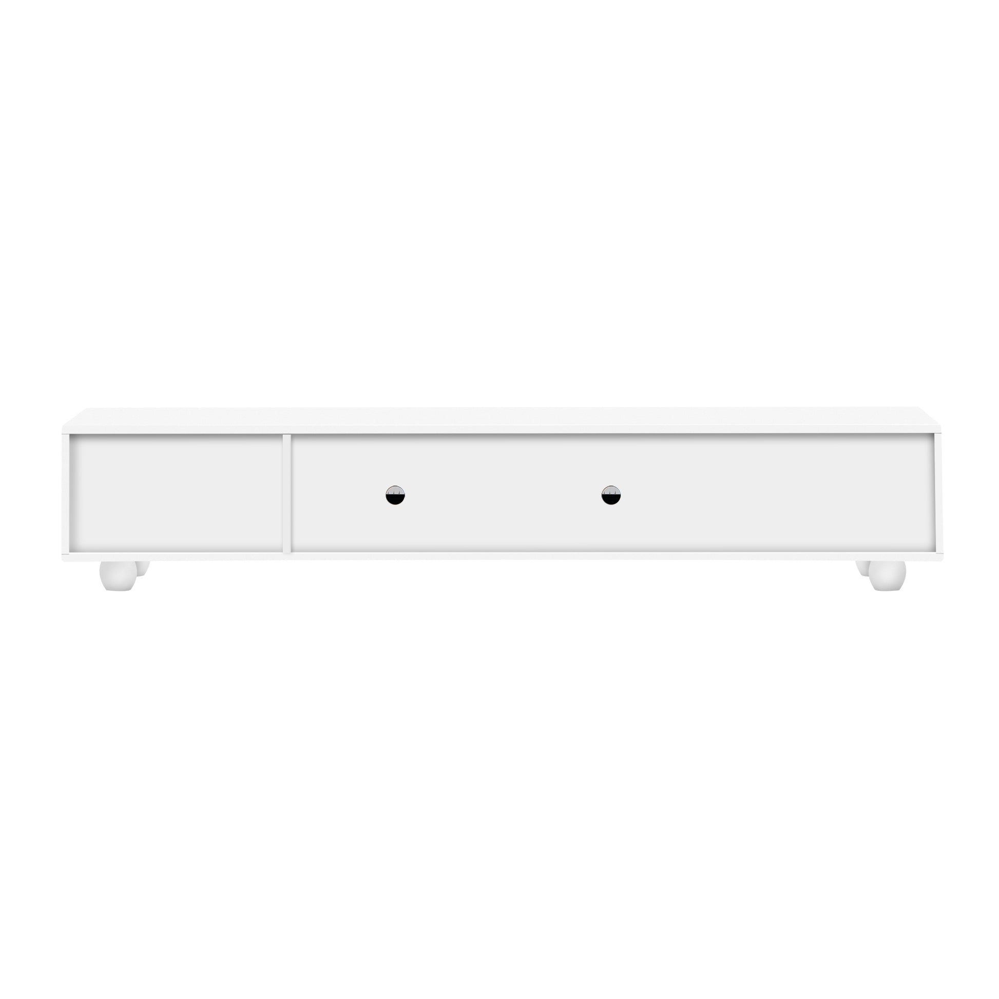 Modern Tv Stand For Tvs Up To 80 Inches, Entertainment Center With Glass Door, 2 Drawers And Cabinets, Wood Tv Storage Cabinet With Solid Wood Legs And Metal Handles For Living Room White Mdf