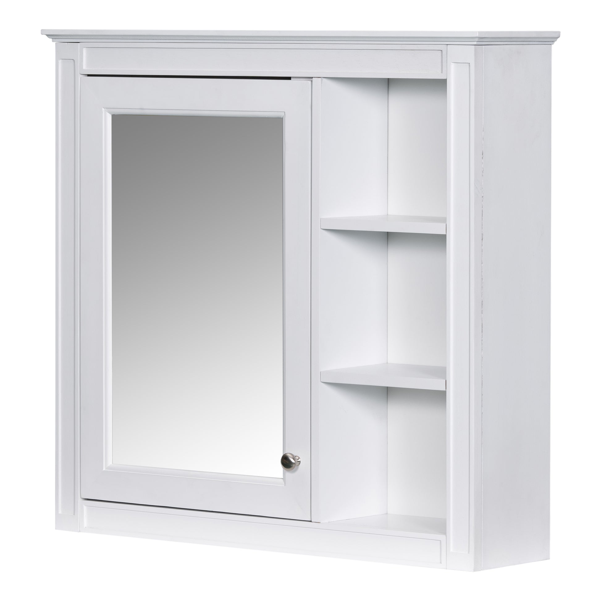 30'' Bathroom Vanity With Top Sink, Modern Bathroom Storage Cabinet With 2 Drawers And A Tip Out Drawer, Freestanding Vanity Set With Mirror Cabinet, Single Sink Bathroom Vanity 3 White 2 5 Bathroom Freestanding Solid Wood Mdf Resin Painted