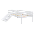 Twin Low Loft Bed With Slide, Ladder, Safety Guardrails, No Box Spring Needed,White Twin White American Design Pine