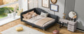 Full Size Upholstered Daybed With Headboard And Armrest, Support Legs, Grey Box Spring Not Required Full Grey Wood Daybeds Linen Upholstered