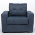 Modern Swivel Accent Sofa Chairergonomic Casual 90 Degree Swivel Single Sofa Seat With Drink Holder Living Room Chair ,Soft Egyptian Velvet Sofa Chair Blue Brown Wood Primary Living Space Delicate Duty Pine 1 Seat Blue Linen Soft Cushion Back Art