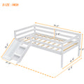 Twin Low Loft Bed With Slide, Ladder, Safety Guardrails, No Box Spring Needed,White Twin White American Design Pine