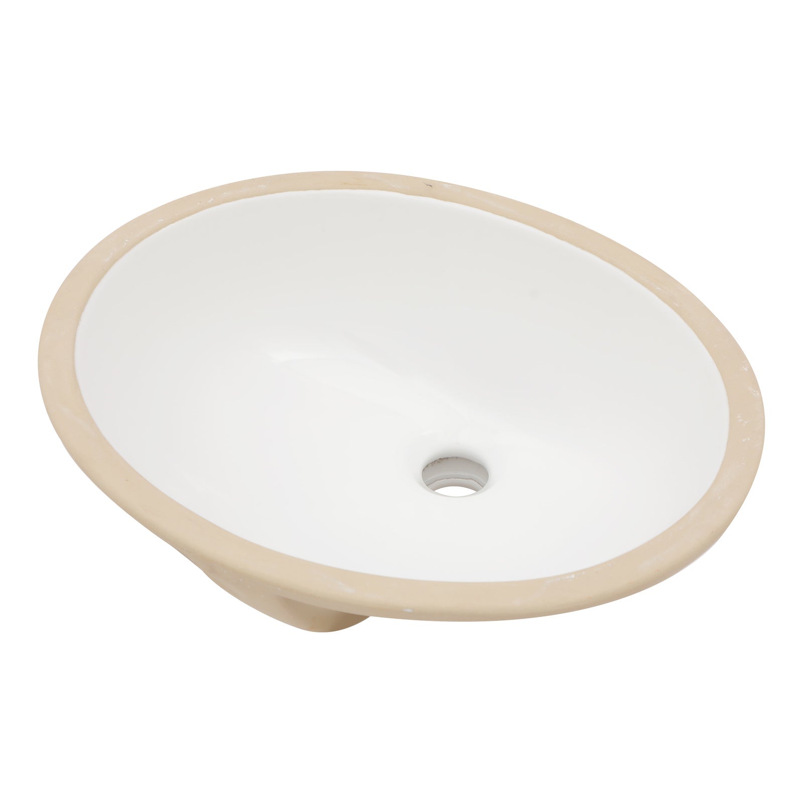 18"X15" White Ceramic Oval Undermount Bathroom Sink With Overflow White Ceramic