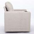 Modern Swivel Accent Sofa Chair, Ergonomic Casual 90 Degree Swivel Single Sofa Seat With Drink Holder Living Room Chair ,Soft Egyptian Velvet Sofa Chair White Brown Wood Primary Living Space Delicate Duty Pine 1 Seat White Linen Soft Cushion Back Art