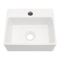 13.6X11.6 Inch White Ceramic Rectangle Wall Mount Bathroom Sink With Single Faucet Hole White Ceramic