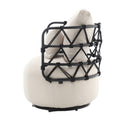 Coolmore Upholstered Tufted Living Room Chair Textured Linen Fabric Accent Chair With Metal Stand Beige Linen