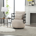 Coolmore Upholstered Tufted Living Room Chair Textured Linen Fabric Accent Chair With Metal Stand Beige Linen