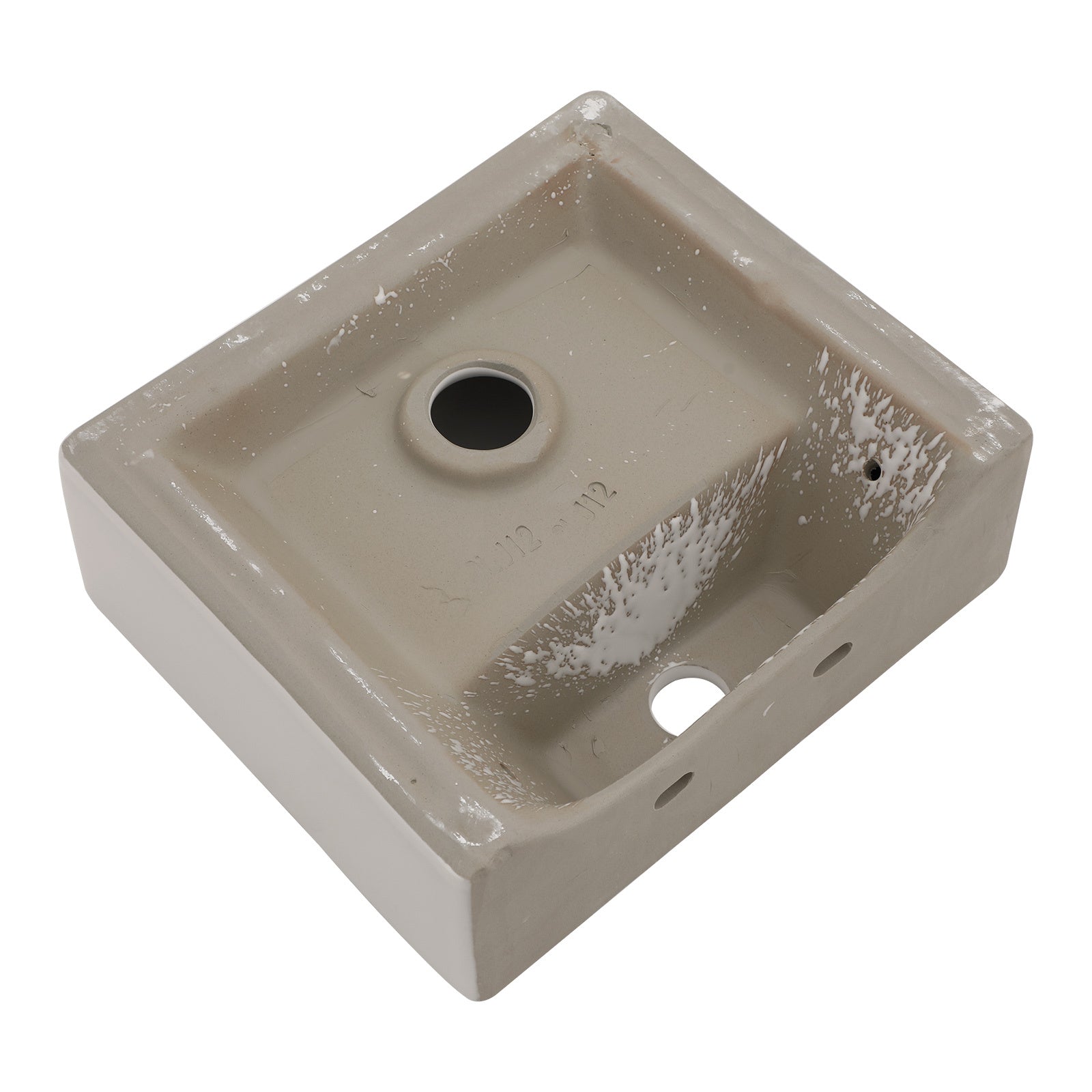 13.6X11.6 Inch White Ceramic Rectangle Wall Mount Bathroom Sink With Single Faucet Hole White Ceramic