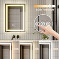 Led Bathroom Mirror, 20X28 Inch Bathroom Vanity Mirrors With Lights, Mirrors For Wall With Smart Touch Button, Anti Fog, Memory Function, Stepless Dimmable Makeup Mirror Horizontal Vertical White Aluminum