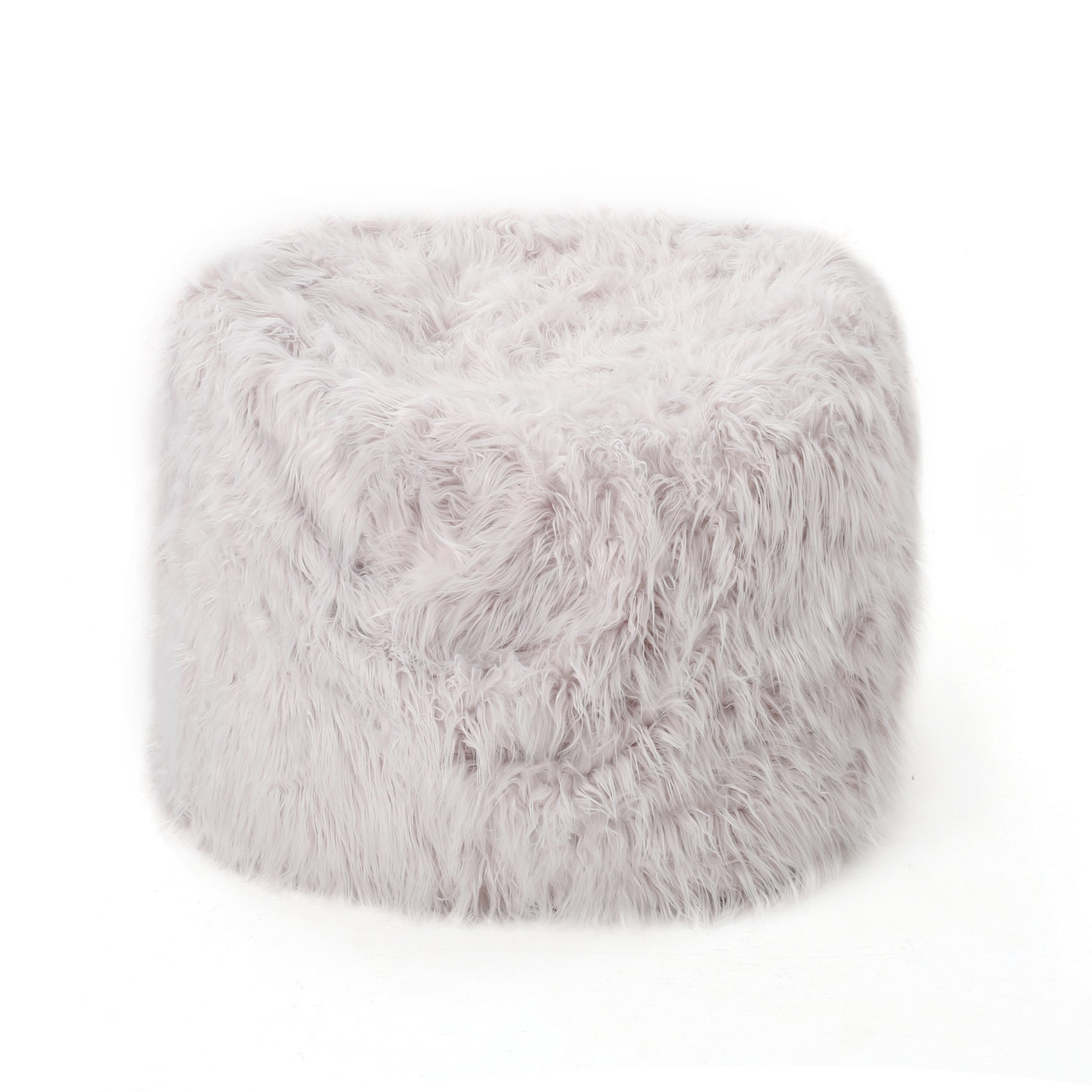 Mahin 5 Foot Rounded Faux Fur Bean Bag, Lavender Lavender Faux Fur