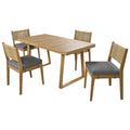 Multi Person Outdoor Acacia Wood Dining Table And Chair Set, Thick Cushions, Suitable For Balcony, Vourtyard, And Garden. Gray Acacia Wood