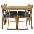 Multi Person Outdoor Acacia Wood Dining Table And Chair Set, Thick Cushions, Suitable For Balcony, Vourtyard, And Garden. Gray Acacia Wood