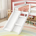 Twin Low Loft Bed With Slide, Ladder, Safety Guardrails, No Box Spring Needed,White Twin White American Design Pine