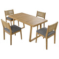 Multi Person Outdoor Acacia Wood Dining Table And Chair Set, Thick Cushions, Suitable For Balcony, Vourtyard, And Garden. Gray Acacia Wood