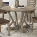 Modern Farmhouse Round Dining Table 45.7Inch Solid Wood Rubberwood Antique Finishing Rustic Look Distressed Look Wire Brushed For 4 Seaters Grayish Brown Light Brown Distressed Finish Dining Room Antique,Farmhouse,French Country,Rustic,Vintage Rubberwood