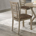 Set Of 2 Dining Chairs Modern Farmhouse Rustic Look Distressed Design Ladderback Solid Wood Cushion Light Brown Dining Room Rubberwood Ladder Back Set Of 2 Rubberwood Grayish Brown Lacquered Foam Dry Clean American Design,Antique,Farmhouse,French