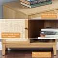 Buffet Cabinet With Storage,Storage Cabinet With Natural Rattan Decorated Doors,Rattan Cabinet With Adjustable Shelf,Sideboard For Living Room,Kitchen,Hallway,1 Doors, Shelf With Storage, Natural Natural Rubber Wood