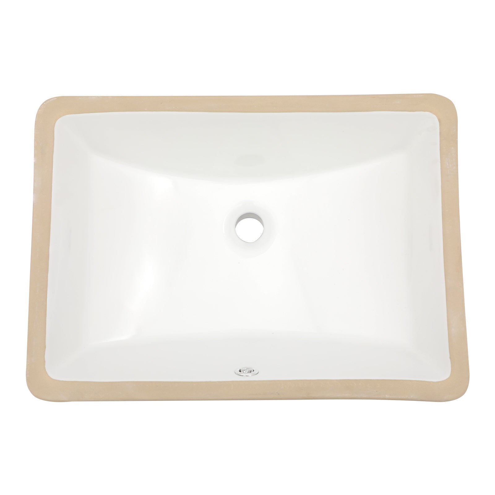 21.5"X15" White Ceramic Rectangular Undermount Bathroom Sink With Overflow White Ceramic