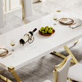 Mdf With Gold Finish Corner Top Dining Table, Gold Finish Stainless Steel Base White Gold Mdf