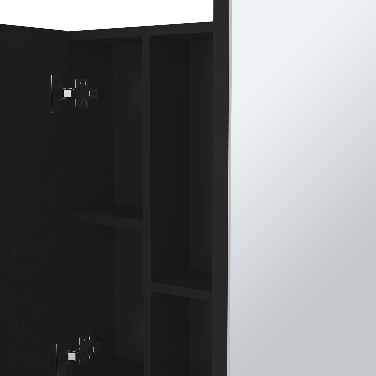 Medicine Cabinet Prague, Four Internal Shelves, Single Door, Black Wengue Finish Black Particle Board