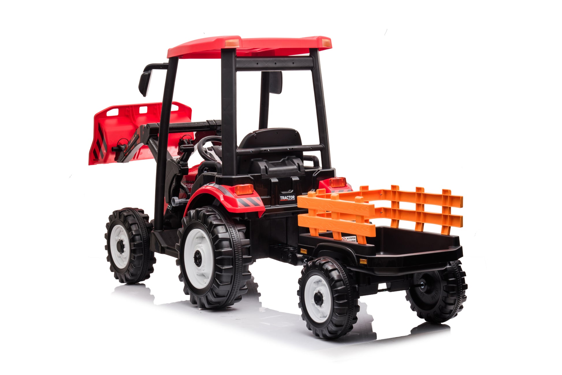 24V Kids 3In1 Ride On Tractor, Pedal Tractors With Working Loader And Backhoe Digger, Kids' Ride On Car Toys, Battery Powered Electric Vehicles With Trailer, Digger For Toddlers Red Red Plastic