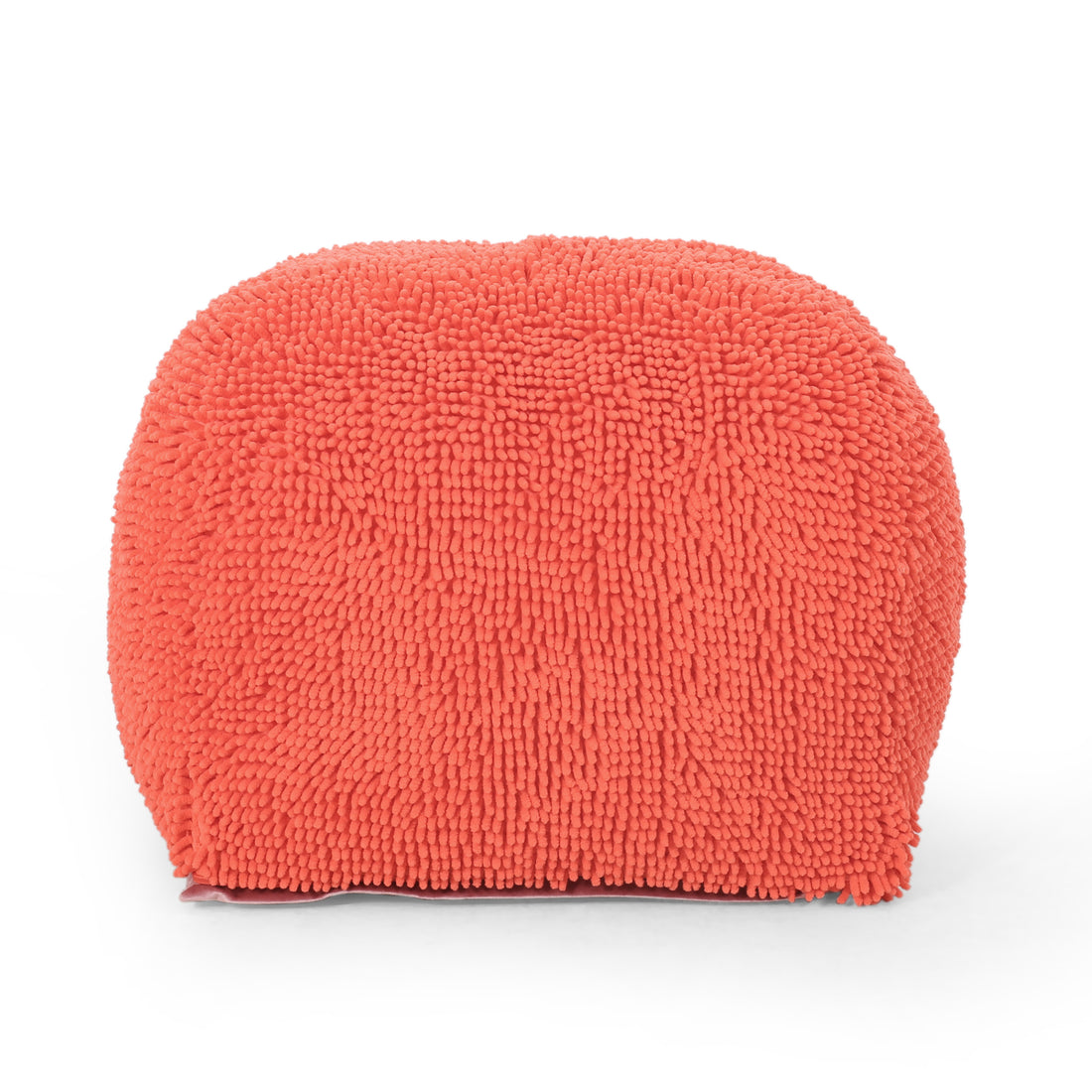 Spongy Microfiber Square Pouf, Coral Coral Microfiber