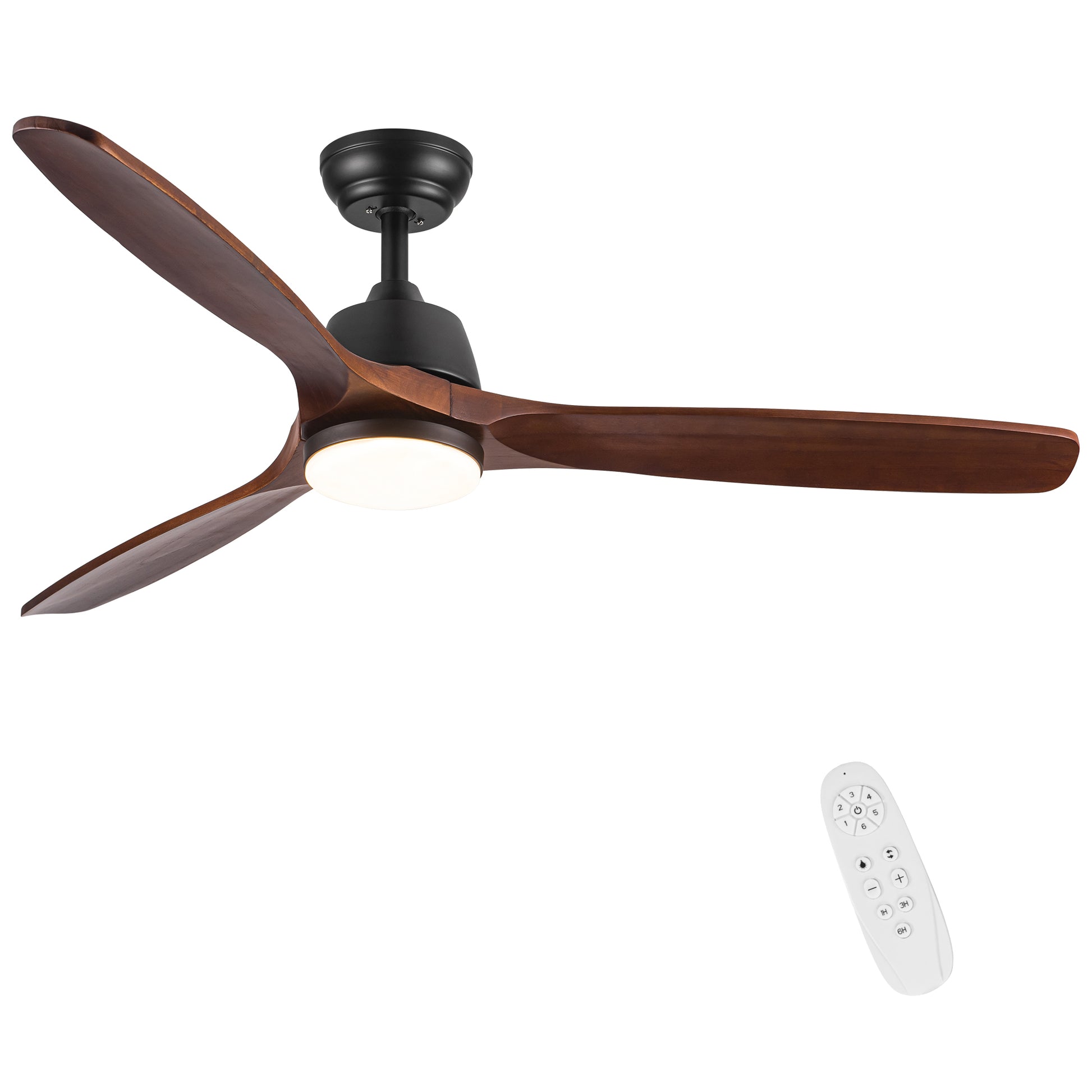 52" Yuhao Farmhouse Rustic Led Ceiling Fan With Remote Control Brown Wood