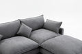 Modular Sectional Sofa, 3 Seater Sofa With Ottoman, Modern L Shaped Sofa For Living Room Bedroom Apartment Grey Wood Fabric