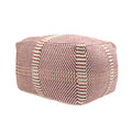 Morro Bay Handcrafted Water Resistant Pouf, Orange And Red Multi Multi Waterproof Fabric