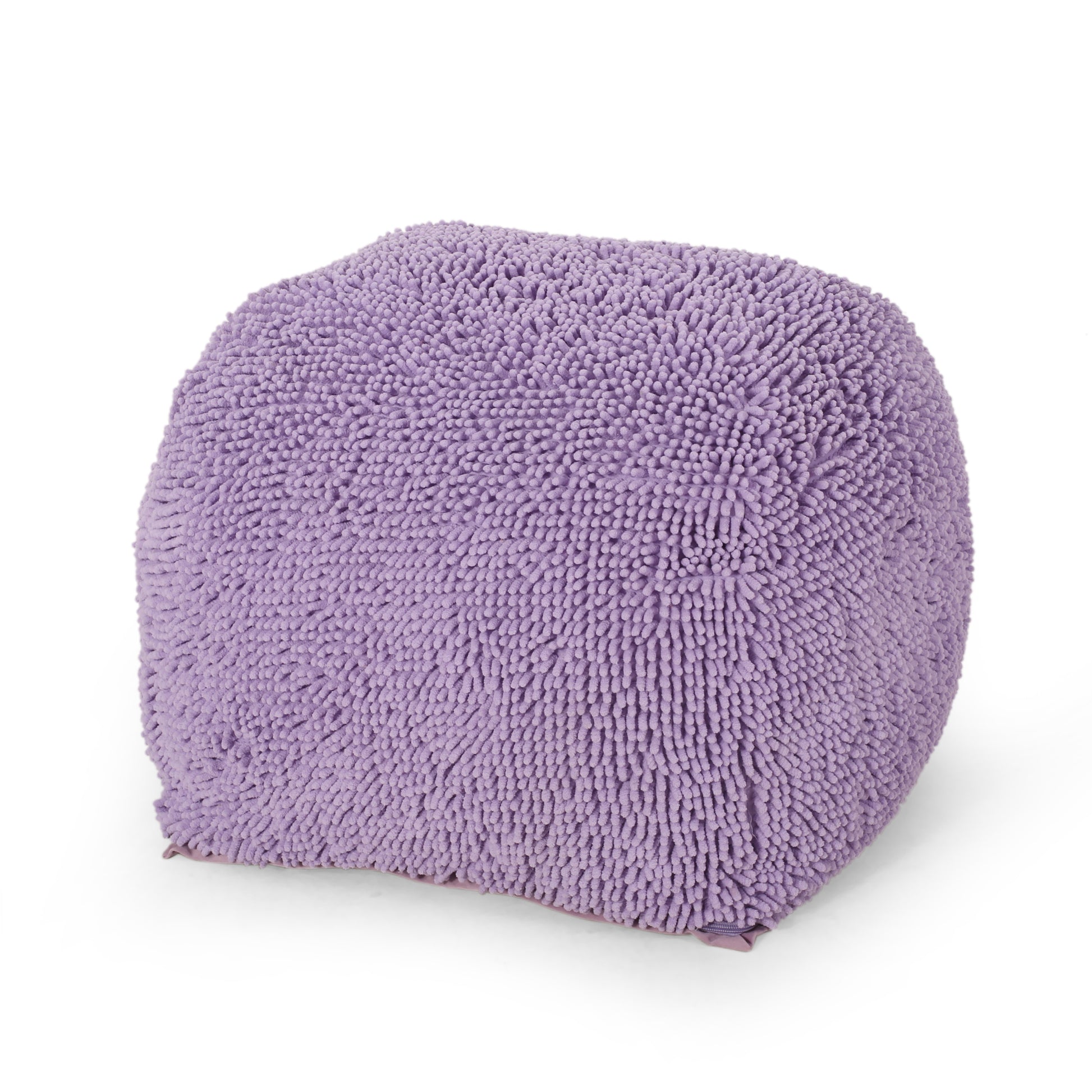 Spongy Microfiber Square Pouf, Lavender Lavender Microfiber