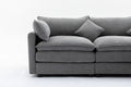 Modular Sectional Sofa, 3 Seater Sofa With Ottoman, Modern L Shaped Sofa For Living Room Bedroom Apartment Grey Wood Fabric